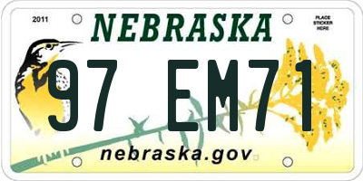 NE license plate 97EM71