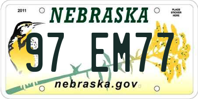 NE license plate 97EM77