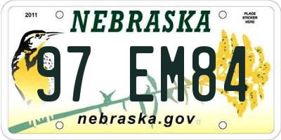 NE license plate 97EM84