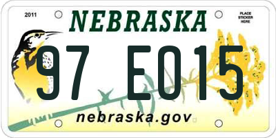 NE license plate 97EO15