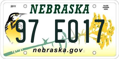 NE license plate 97EO17