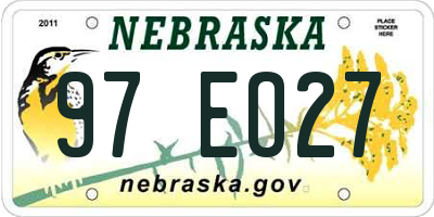 NE license plate 97EO27