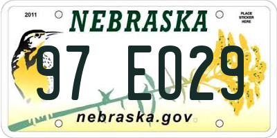 NE license plate 97EO29