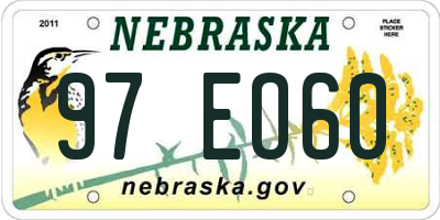 NE license plate 97EO60
