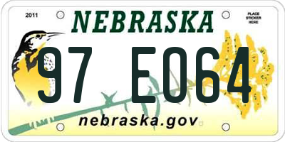 NE license plate 97EO64