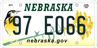 NE license plate 97EO66