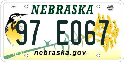 NE license plate 97EO67