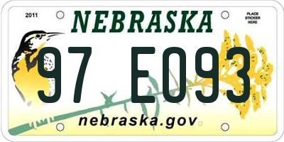 NE license plate 97EO93