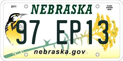 NE license plate 97EP13