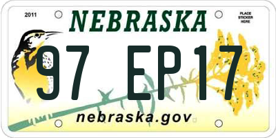 NE license plate 97EP17