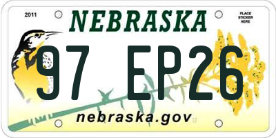 NE license plate 97EP26
