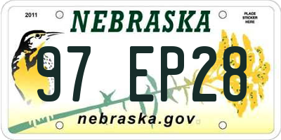 NE license plate 97EP28
