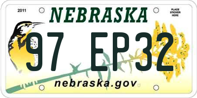 NE license plate 97EP32