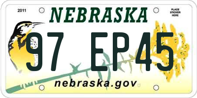 NE license plate 97EP45