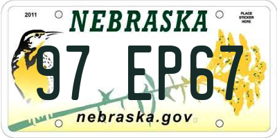 NE license plate 97EP67