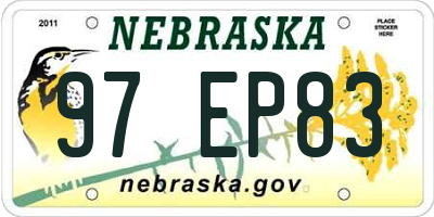 NE license plate 97EP83
