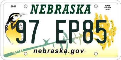 NE license plate 97EP85