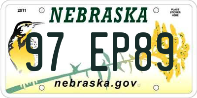 NE license plate 97EP89