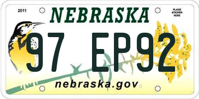 NE license plate 97EP92