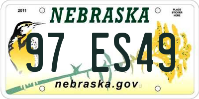 NE license plate 97ES49