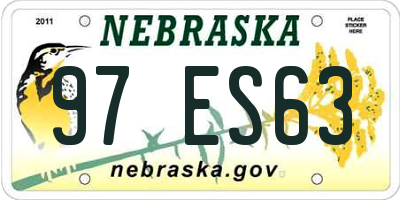 NE license plate 97ES63
