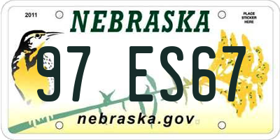 NE license plate 97ES67