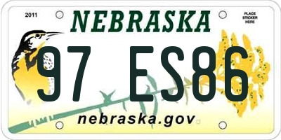NE license plate 97ES86