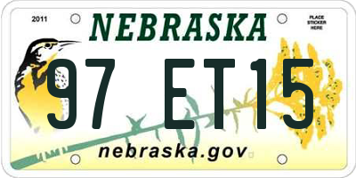 NE license plate 97ET15