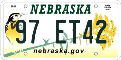 NE license plate 97ET42