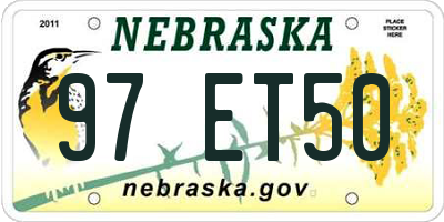NE license plate 97ET50