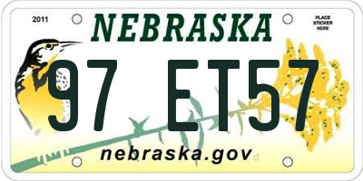 NE license plate 97ET57