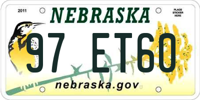 NE license plate 97ET60