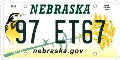 NE license plate 97ET67