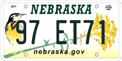 NE license plate 97ET71
