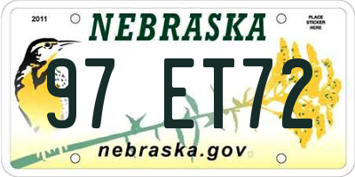NE license plate 97ET72