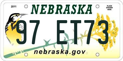 NE license plate 97ET73