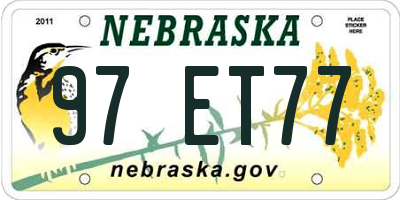 NE license plate 97ET77