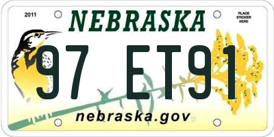 NE license plate 97ET91