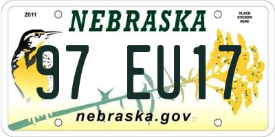 NE license plate 97EU17