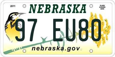 NE license plate 97EU80