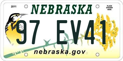 NE license plate 97EV41