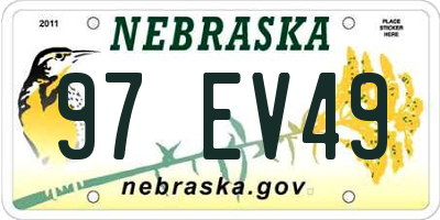 NE license plate 97EV49