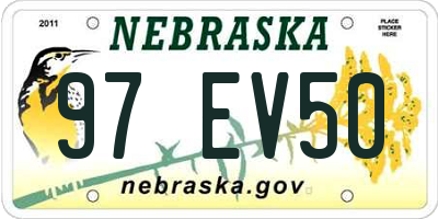 NE license plate 97EV50