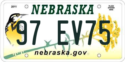 NE license plate 97EV75