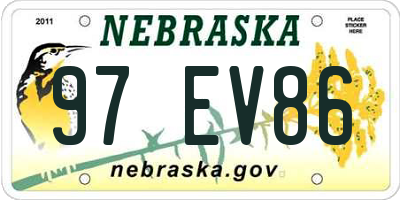 NE license plate 97EV86