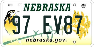 NE license plate 97EV87