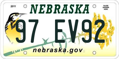 NE license plate 97EV92