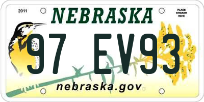 NE license plate 97EV93