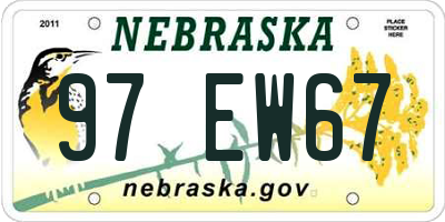 NE license plate 97EW67