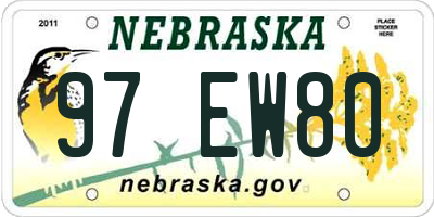 NE license plate 97EW80